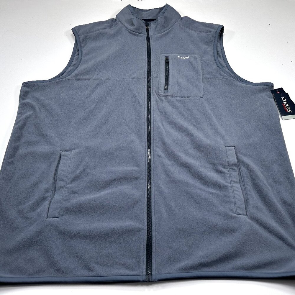 Chaps Sport 2XLT Sacket Blue Full Zip Sleeveless Fleece Vest Big & Tall NEW NWT